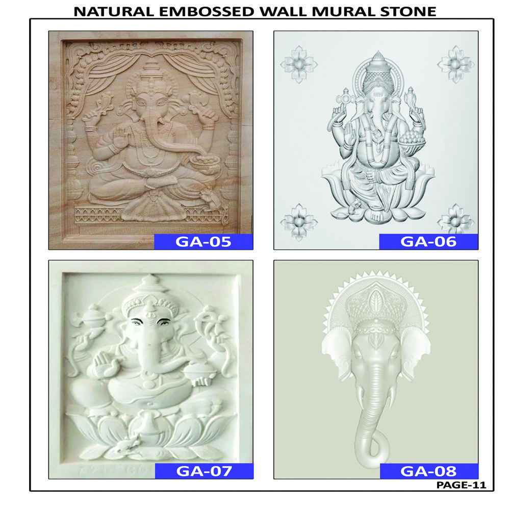GANESHA NATURAL SANDSTONE EMBOSSED WALL MURAL