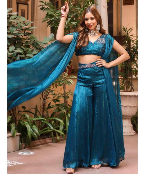 Crop Top Palazzo Set For Women