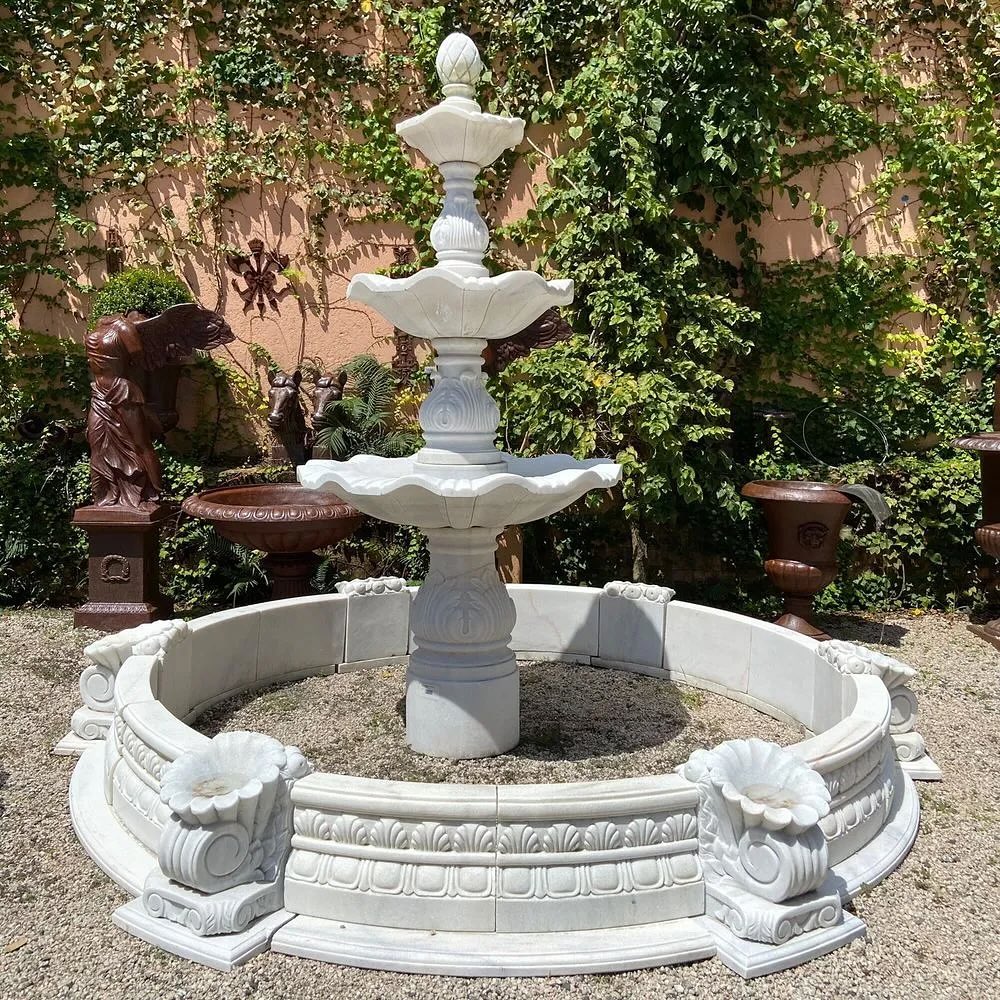 White Marble Water Fountain For Home - Pool Size: Standard