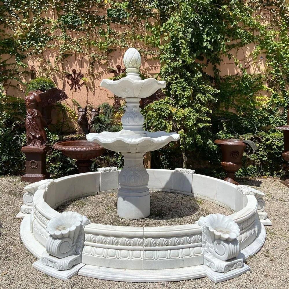 White marble water fountain for home