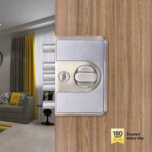 Cbd-Cinco 500 Series 5 Dead Bolt Main Door Rim Lock Knob Inside Antique Brass With Dimple Keys - Color: Sliver