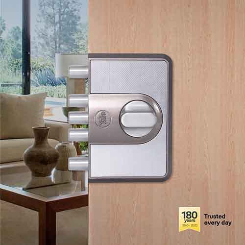 Cbd-Cinco 500 Series 5 Dead Bolt Main Door Rim Lock Knob Inside Brown With Dimple Keys - Color: Sliver
