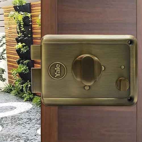 R601-DBTT-AB, RIM Lock With Two Deadbolts, Knob Inside, Regular Key, Antique Brass