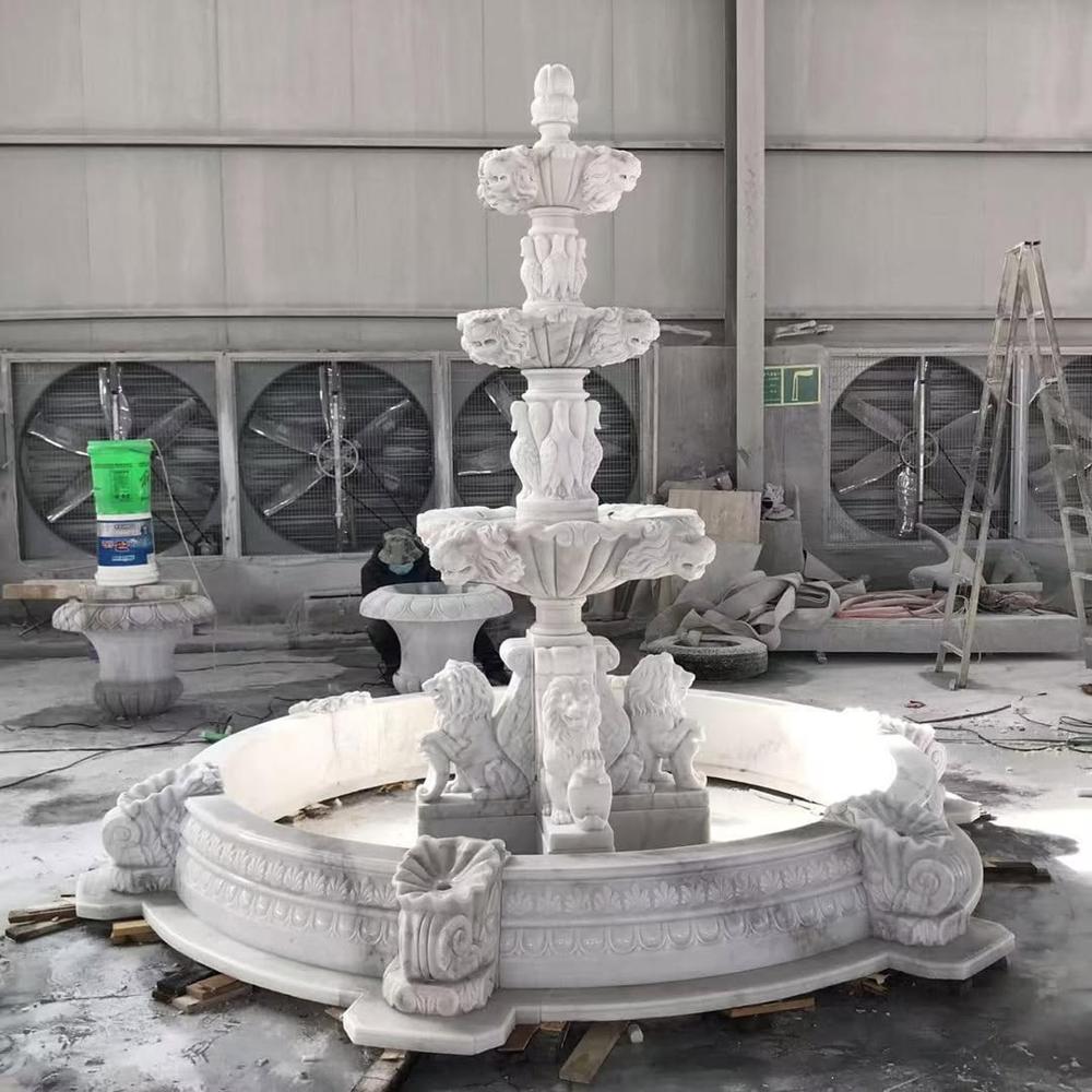 White marble lion fountain