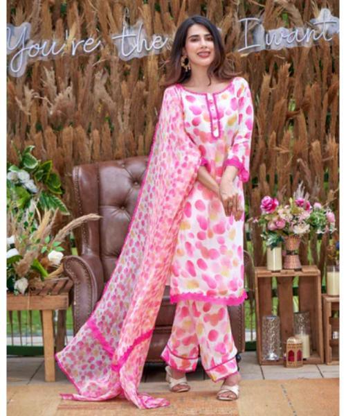 Printed Georgette Sharara Set - Neck Style: V-neck