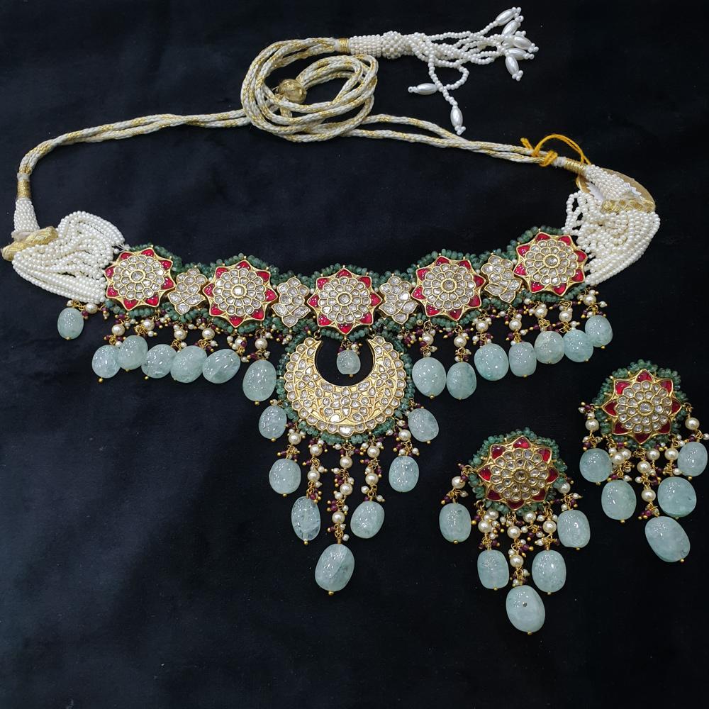 22kt Gold Tyani Choker with Uncut Diamond Polki Set