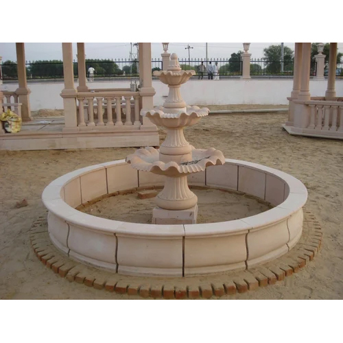 Round Khatu Marble Fountain - Color: Brown