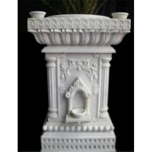 White Marble Tulsi Pot - Features: High Quality