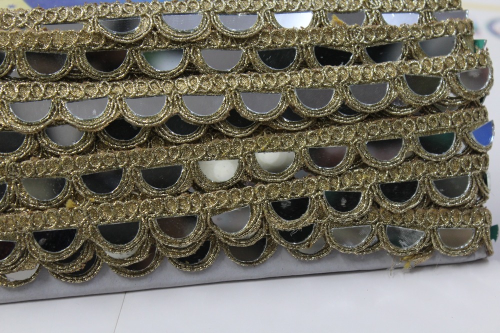 Golden Zari  Mirror Lace