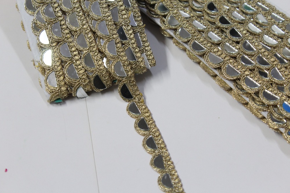 Golden Zari  Mirror Lace