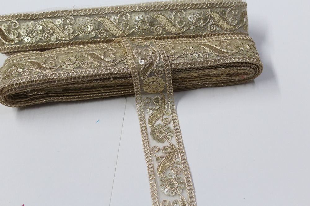 Embroidery &Sequence Lace - Color: Golden