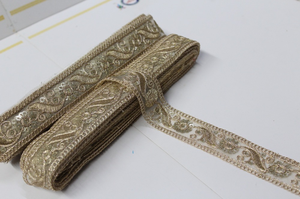 Embroidery &Sequence Lace - Color: Golden