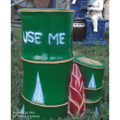 Frp Bamboo Dustbin - Color: Green