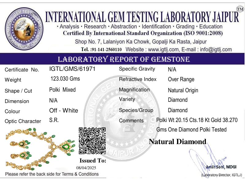 Gold Diamond Polki Long Necklace Set