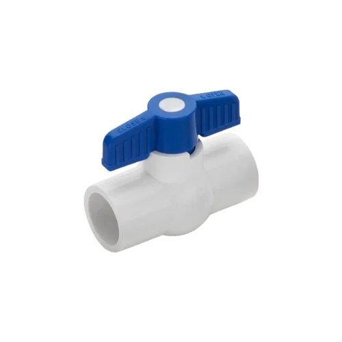 12 Upvc Ball Valve Short Handle - Color: White & Blue