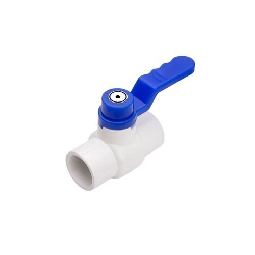 1 14 Upvc Ball Valve Long Handle - Color: White & Blue