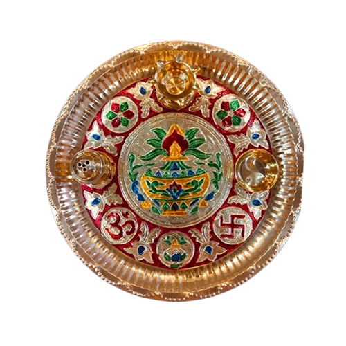 Decorative Puja Thali - Color: Golden