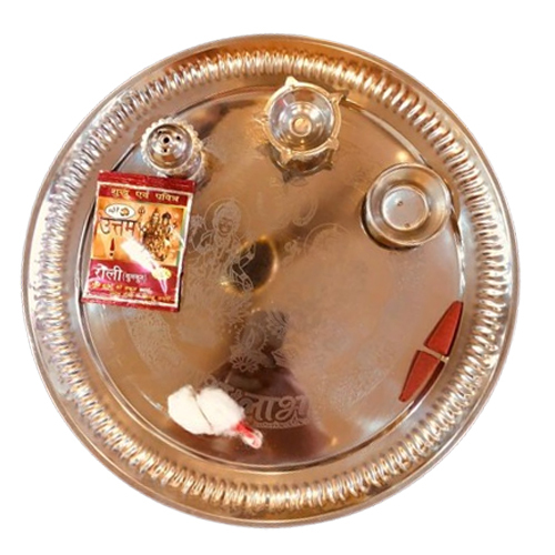 Decorative Puja Thali - Color: Golden