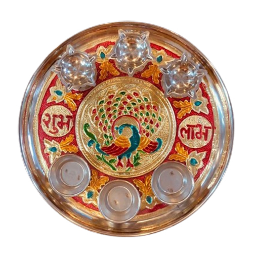 Decorative Puja Thali - Color: Golden
