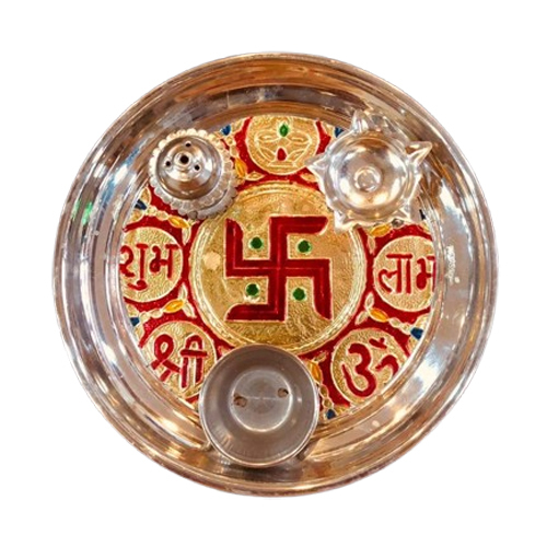 Decorative Puja Thali - Color: Golden