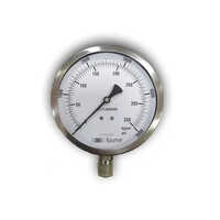 Baumer Pressure Gauge - Stainless Steel, 6 Inch / 150 Mm, Silver Dial With Glass Finish | Analog Display For Oil & Water Measurement, Panel Mount