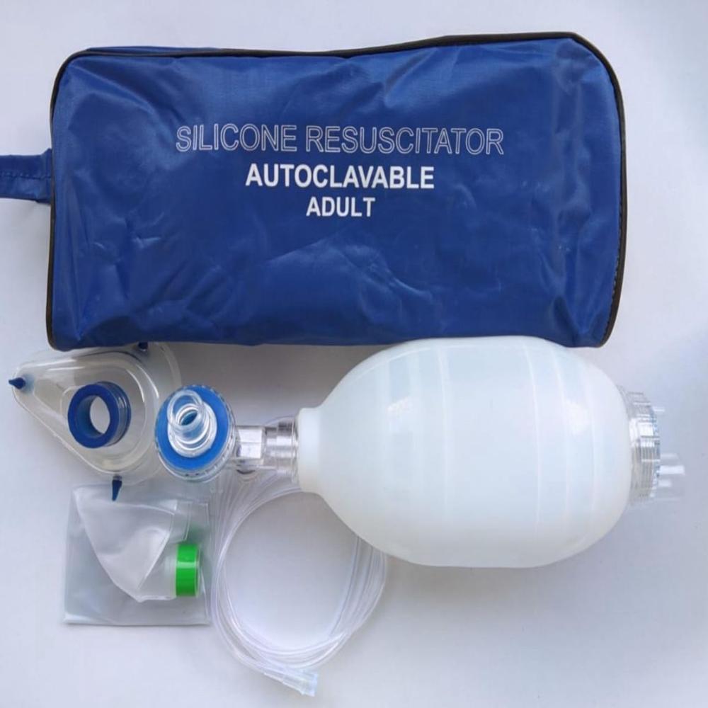 Silicone Ambu Bag - Manual Resuscitator, High-grade Polymer, Reusable & Autoclavable , Self-inflating With Transparent Face Mask & O2 Reservoir
