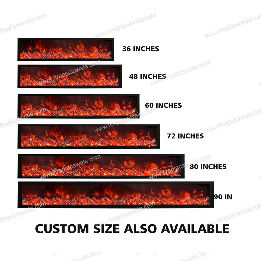 Electric Fireplace With Realstick Burning Effect 72 Inches - Raw Material: Mild Steel
