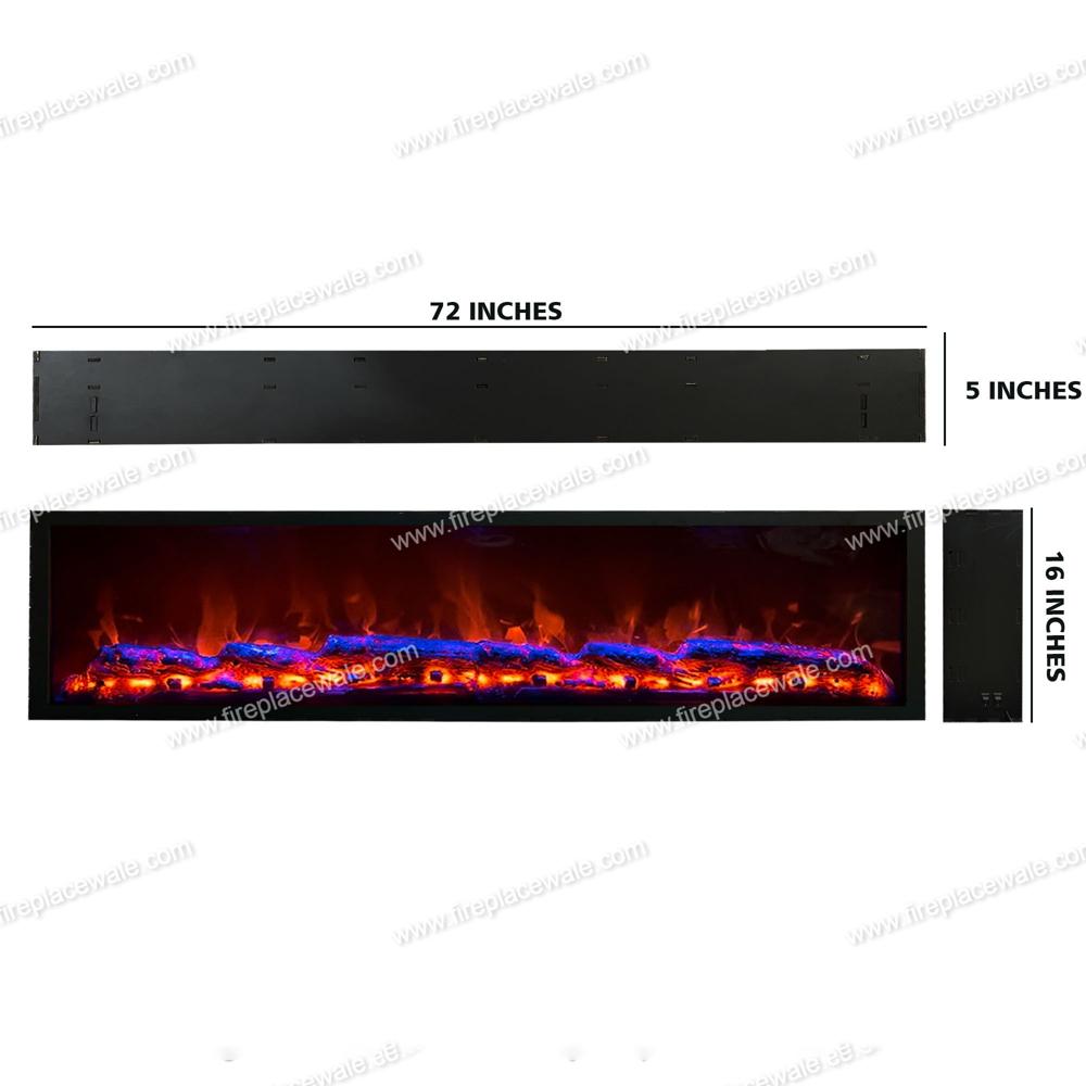 Electric Fireplace with Realstick Burning Wood 72 Inches