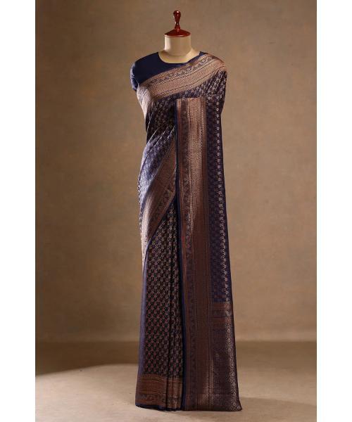 Pink Zari Woven Crepe Saree