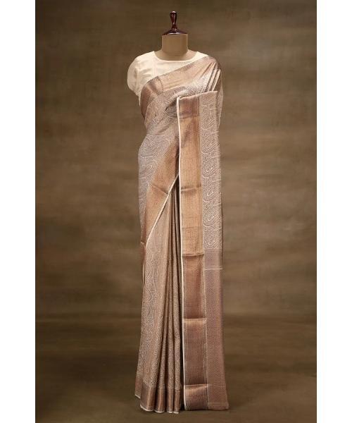 Pink Zari Woven Crepe Saree