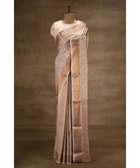 Pink Zari Woven Crepe Saree