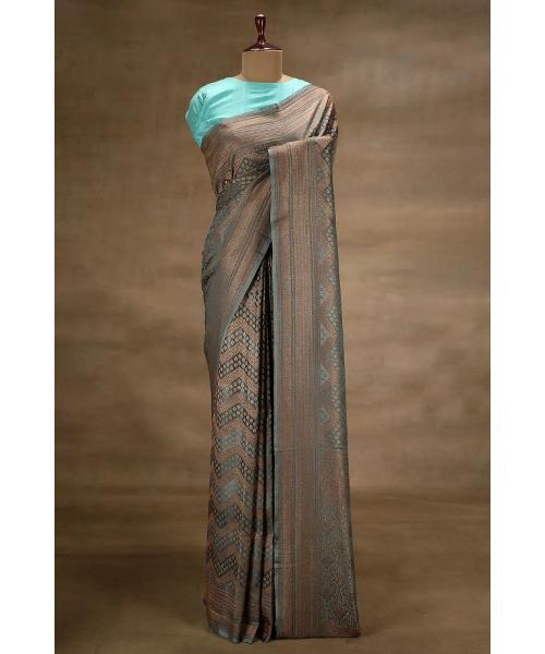 Pink Zari Woven Crepe Saree