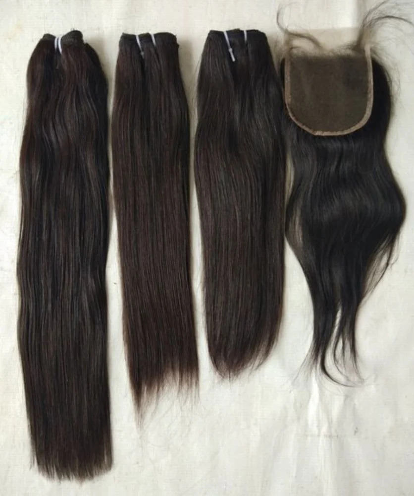 Brown Natural Indian Temple Straight Hair Extensions