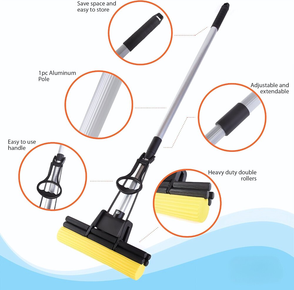 Squeeze Sponge Mop - Color: Black With Silver Accents