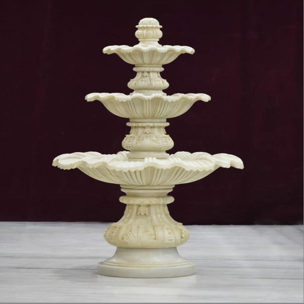 White Marble Fountain - Cast Iron Pump, Standard Pool Size, White Color | Electric Power, Classic Static Control, Industrial Use 220 Volt