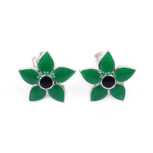 Green Flower Cuff Links - Gender: Women
