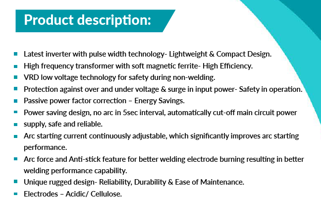Arc 2001 Arcseries(igbt) Inverter Dcmma Welder - Efficiency: 80%