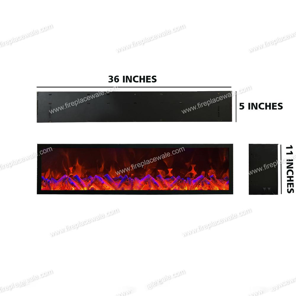 Artificial Electric Fireplace with wooden Logs Remote Control 36x12x6 inches without Heat