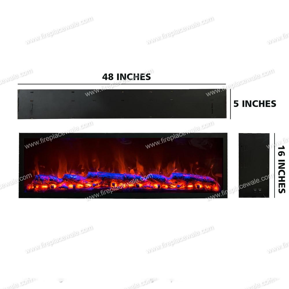 Electric Artificial Fireplace With Effect Remote Control Inches With Heat - Light Source: Led