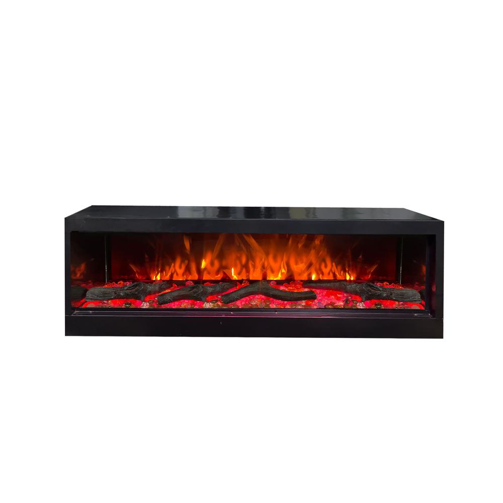 True View Premium Amber Bed crystal Fireplace with wooden logs