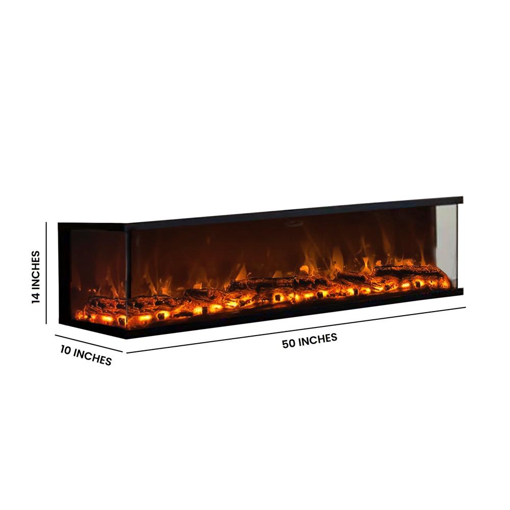 3 Side Electric Fireplace with Realstick Wooden Logs
