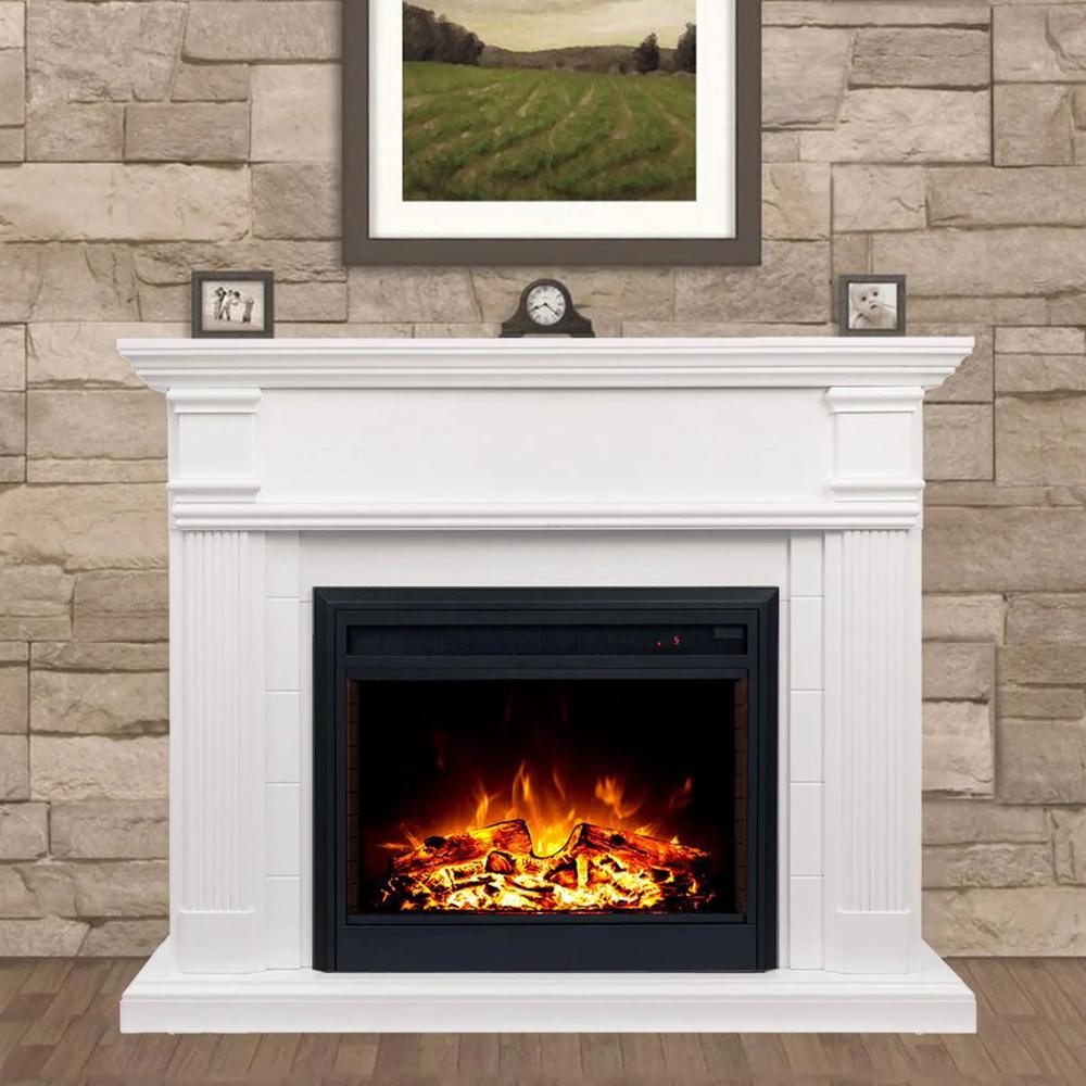 Electric Fireplace with Mantel LED Artificial Emulational Flame
