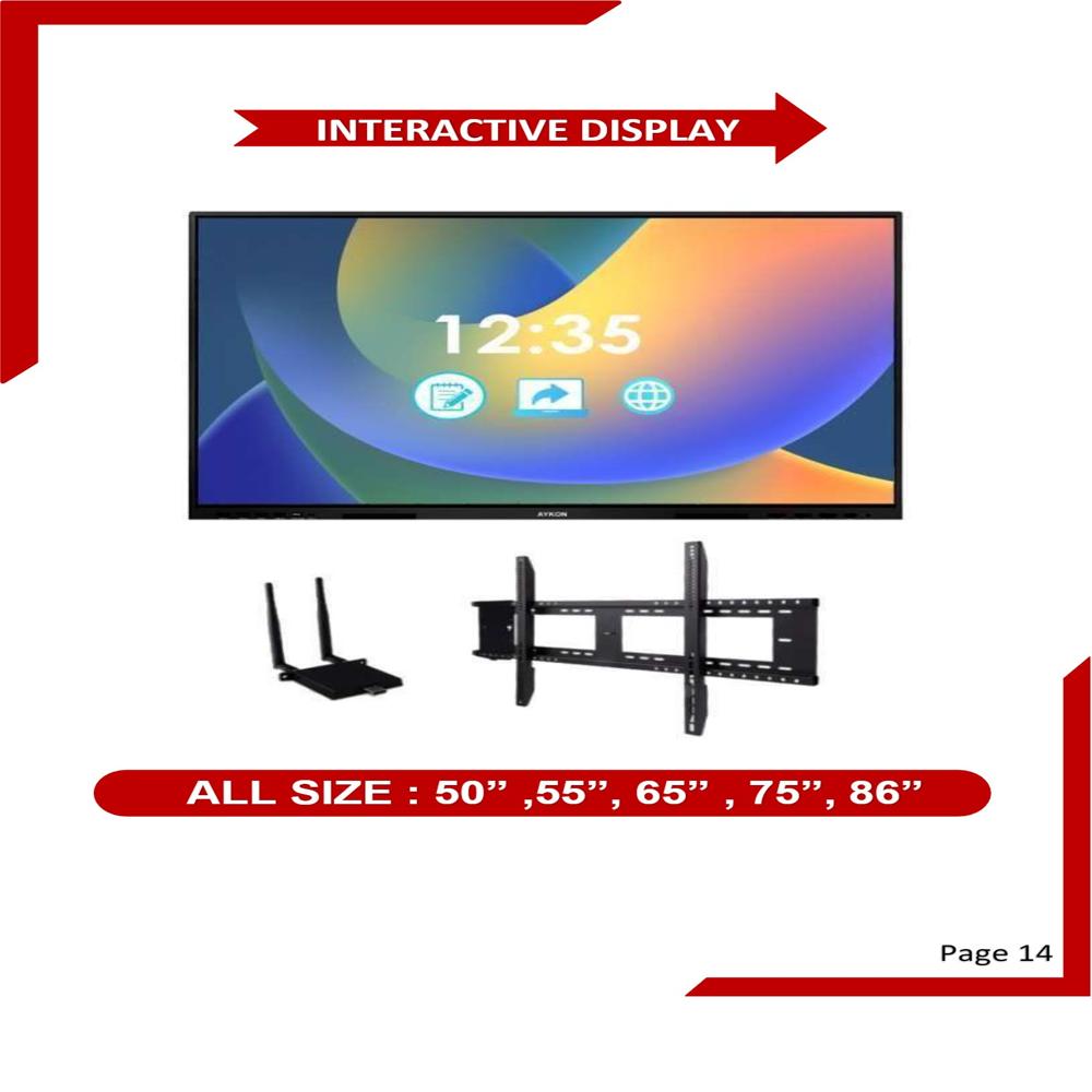 75 Inch Interactive Flat Panel 8/128 - Color: Black