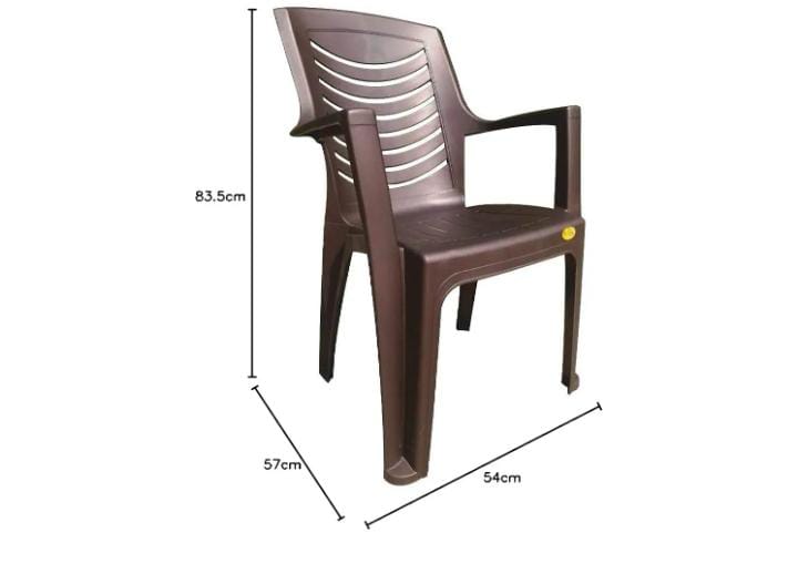 National Wonder Chair - High-quality Plastic, Brown Color | Eco-friendly, Smooth Finish, Weatherproof, Comfortable With Armrests, Stackable Design