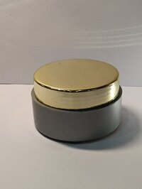 50gm Silver With Golden Cap Double Wall Jar - Inner Jar Pp, Outer Shell Abs/acrylic, Round Shape With Glossy Or Matte Finish, Screw-on Lid For Secure Seal