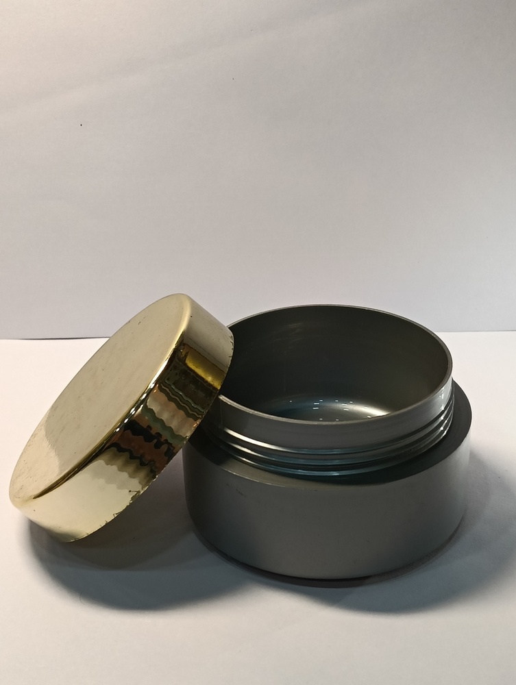 50gm Silver With Golden Cap Double Wall Jar - Inner Jar Pp, Outer Shell Abs/acrylic, Round Shape With Glossy Or Matte Finish, Screw-on Lid For Secure Seal