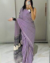 Crepe Satin Saree - Color: As Per Images