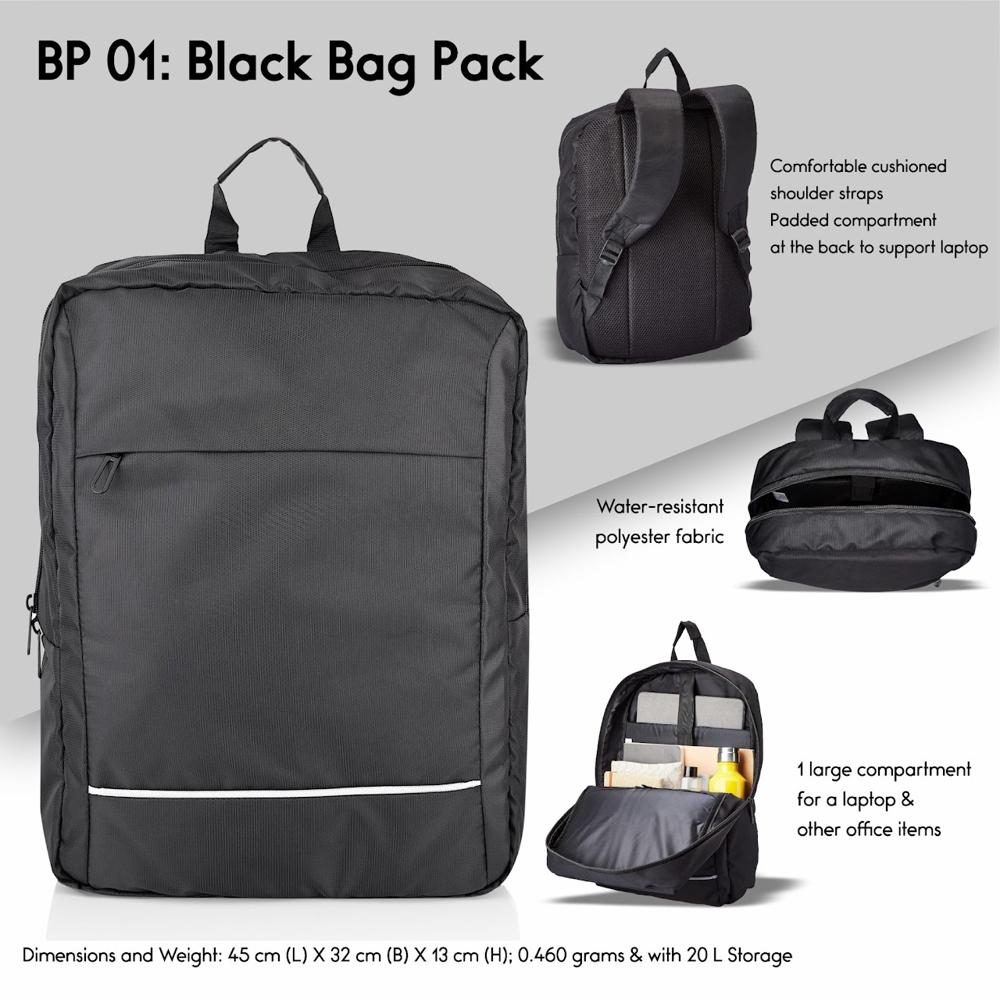 Professional Black Backpack - Features: Good Quality
