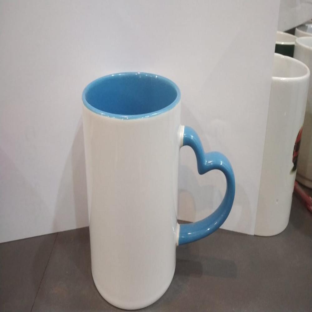 Heart Handle Sublimation Coffee Mugs - Color: White