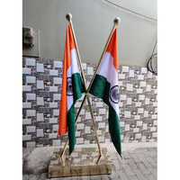 Brass Cross Flag Stand Set - Color: Orange